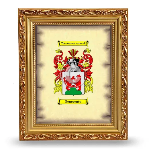 Benevento Coat of Arms Framed - Gold