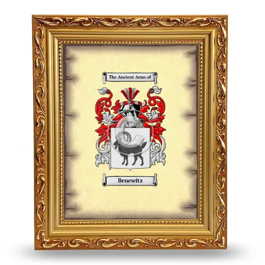 Benewitz Coat of Arms Framed - Gold