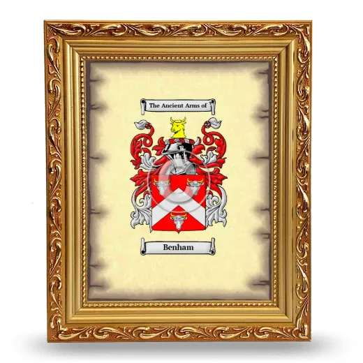 Benham Coat of Arms Framed - Gold