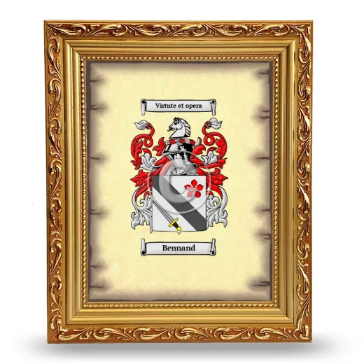 Bennand Coat of Arms Framed - Gold
