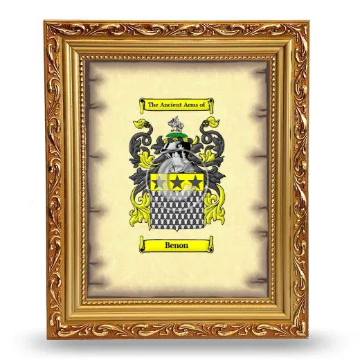 Benon Coat of Arms Framed - Gold