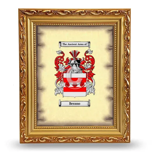 Berano Coat of Arms Framed - Gold