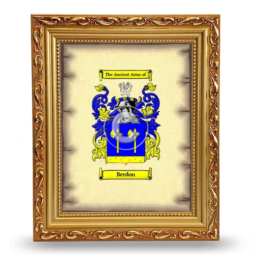 Berdon Coat of Arms Framed - Gold