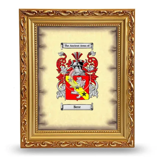 Bere Coat of Arms Framed - Gold