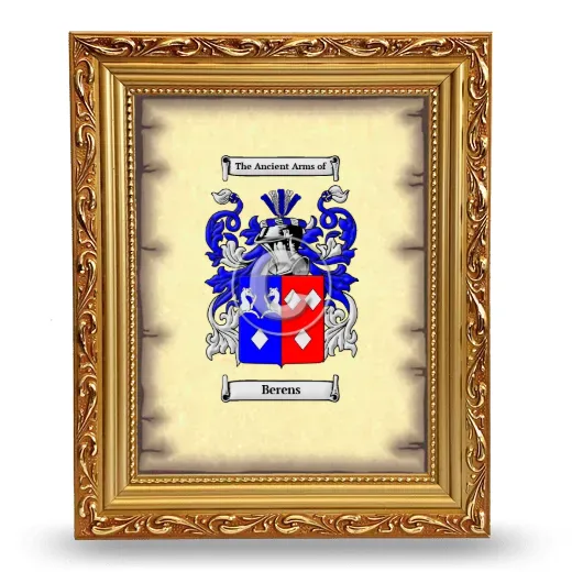 Berens Coat of Arms Framed - Gold