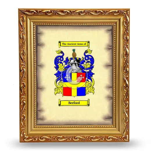 Berford Coat of Arms Framed - Gold