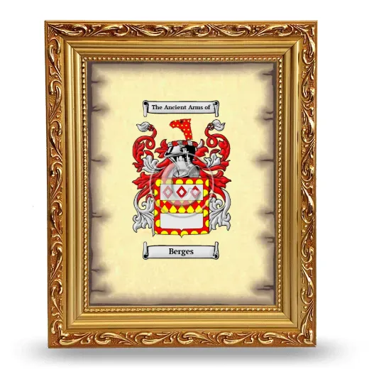 Berges Coat of Arms Framed - Gold