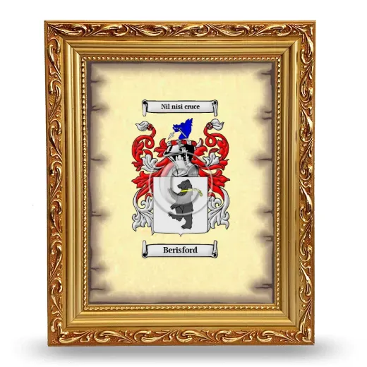 Berisford Coat of Arms Framed - Gold