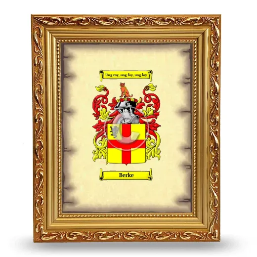 Berke Coat of Arms Framed - Gold