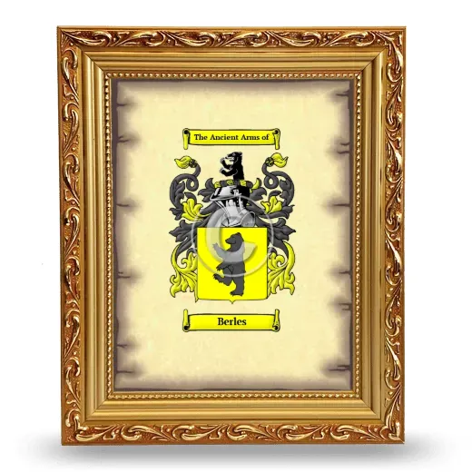 Berles Coat of Arms Framed - Gold