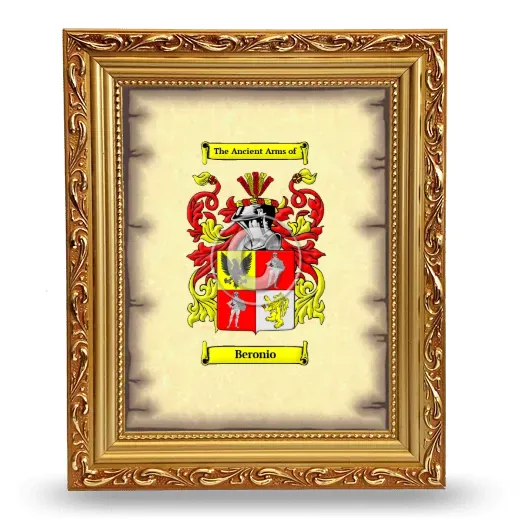 Beronio Coat of Arms Framed - Gold