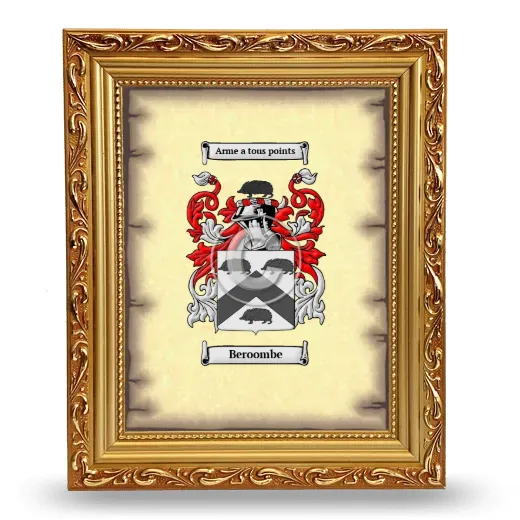 Beroombe Coat of Arms Framed - Gold