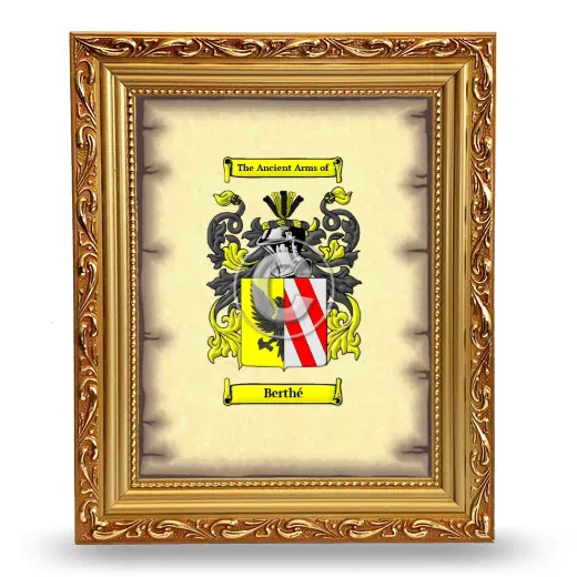 Berthé Coat of Arms Framed - Gold