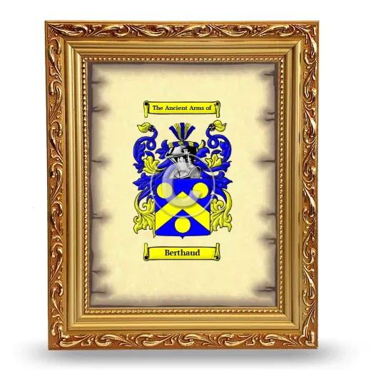 Berthaud Coat of Arms Framed - Gold