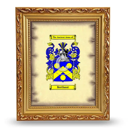 Berthaut Coat of Arms Framed - Gold