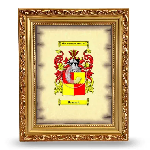 Bessant Coat of Arms Framed - Gold