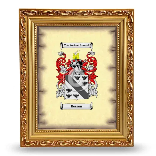 Besson Coat of Arms Framed - Gold