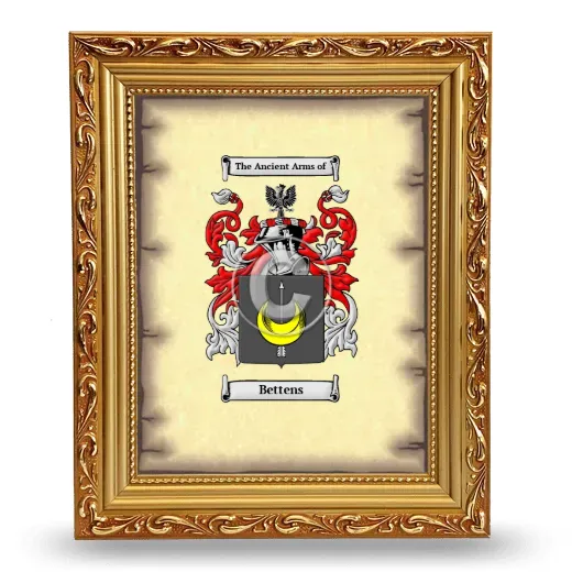 Bettens Coat of Arms Framed - Gold