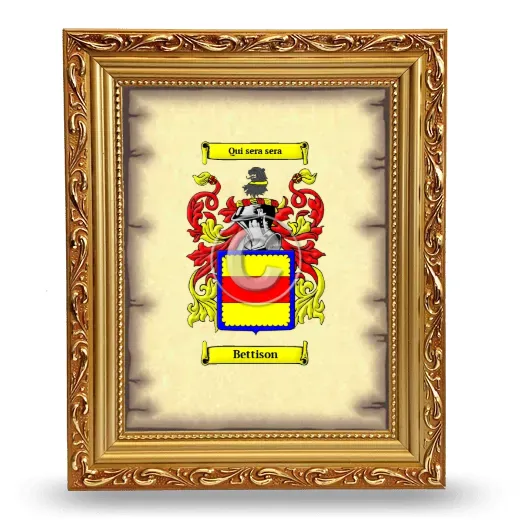 Bettison Coat of Arms Framed - Gold