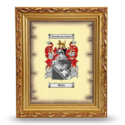 Betts Coat of Arms Framed - Gold