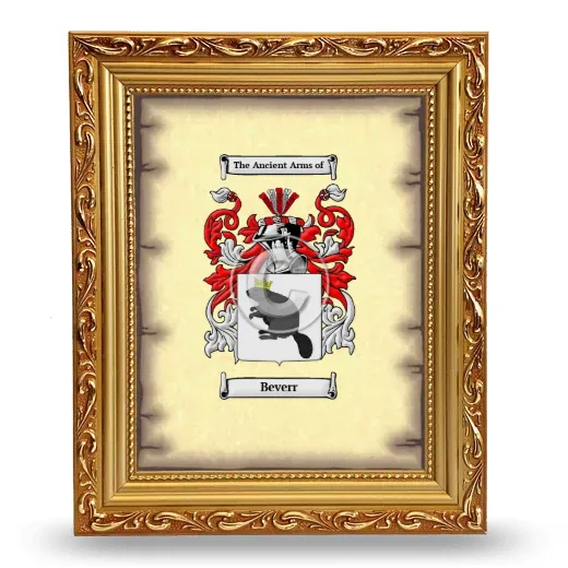 Beverr Coat of Arms Framed - Gold