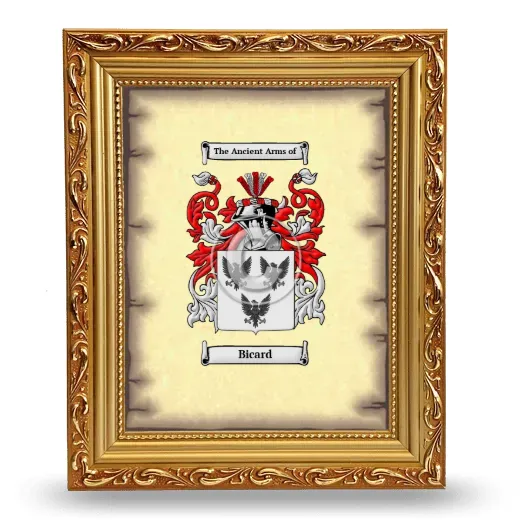 Bicard Coat of Arms Framed - Gold