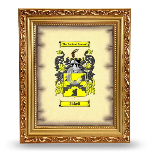 Bickell Coat of Arms Framed - Gold