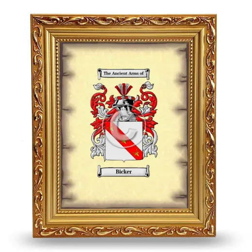 Bicker Coat of Arms Framed - Gold