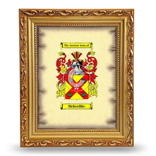 Bickerdike Coat of Arms Framed - Gold