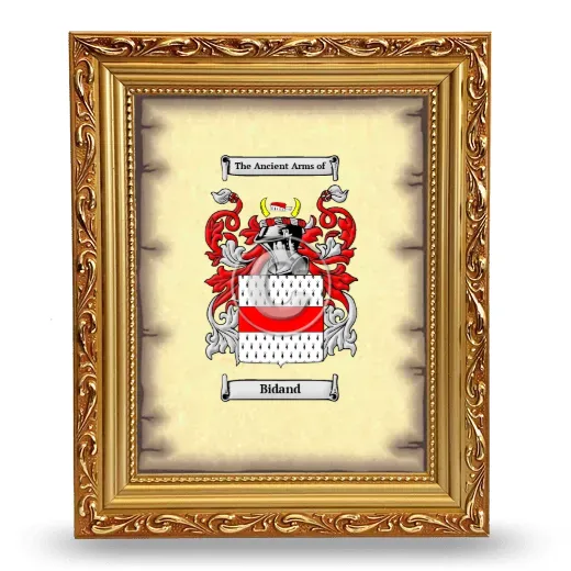 Bidand Coat of Arms Framed - Gold