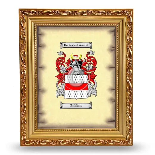 Biddint Coat of Arms Framed - Gold