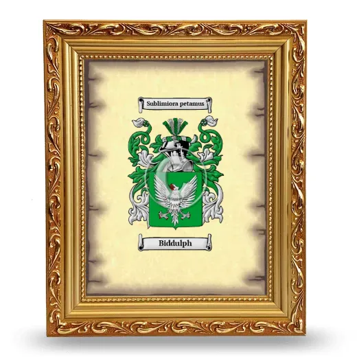 Biddulph Coat of Arms Framed - Gold