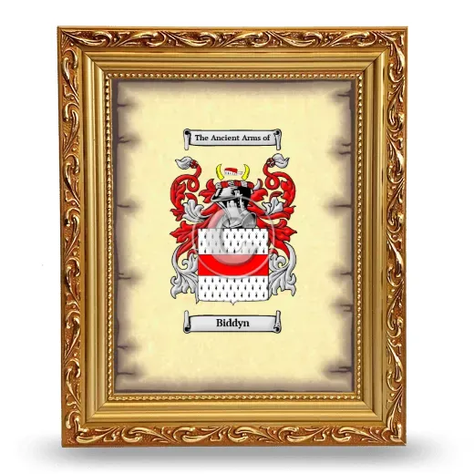 Biddyn Coat of Arms Framed - Gold