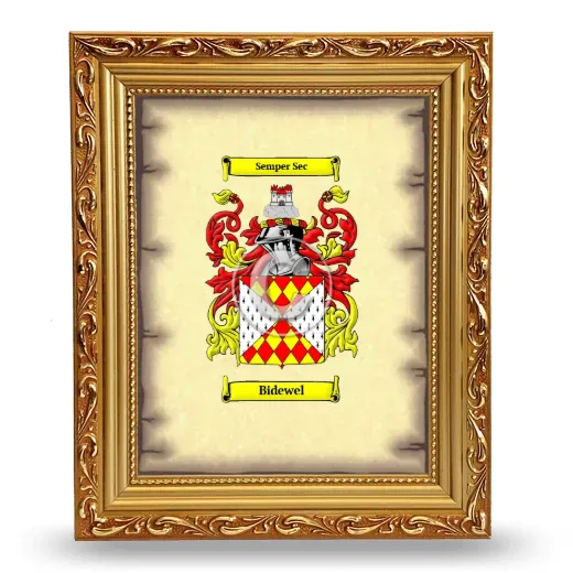 Bidewel Coat of Arms Framed - Gold