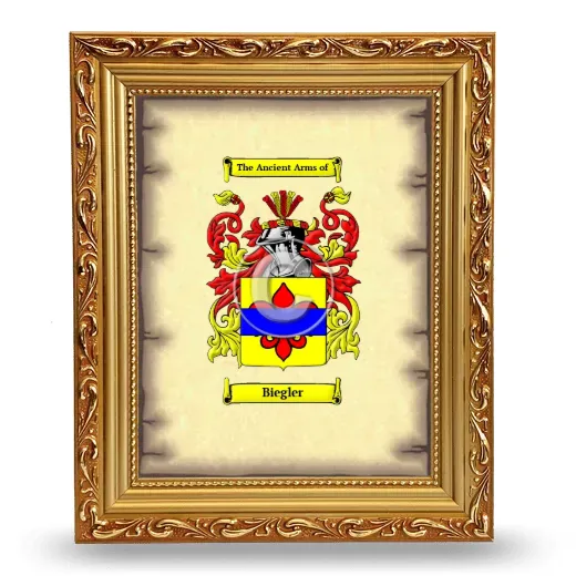 Biegler Coat of Arms Framed - Gold