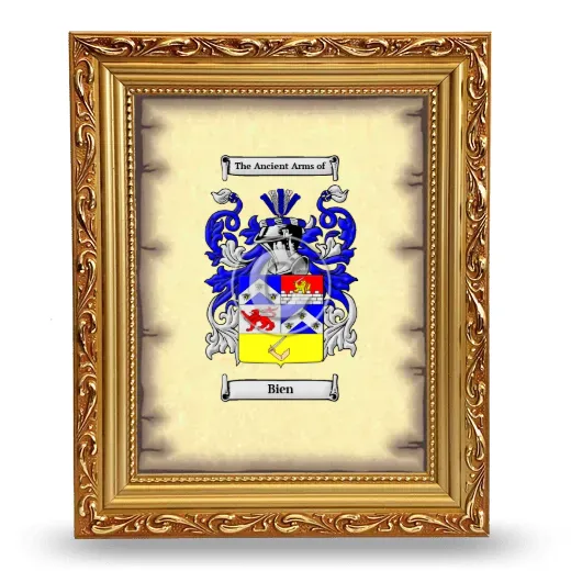 Bien Coat of Arms Framed - Gold