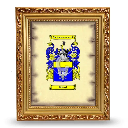 Biford Coat of Arms Framed - Gold
