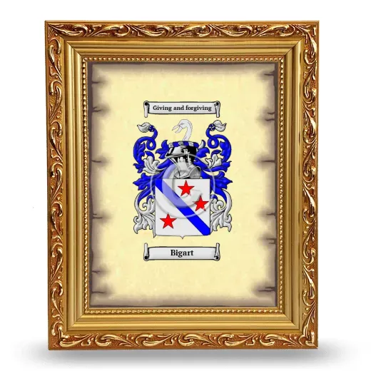 Bigart Coat of Arms Framed - Gold
