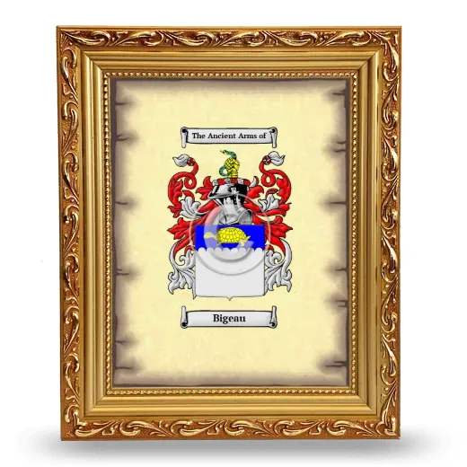 Bigeau Coat of Arms Framed - Gold