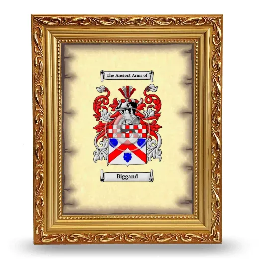 Biggand Coat of Arms Framed - Gold