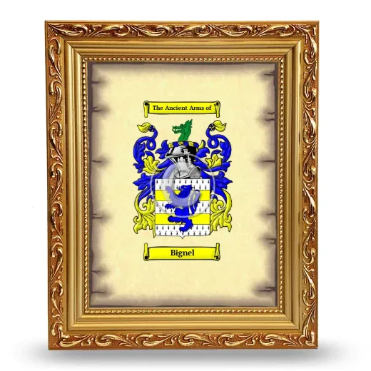 Bignel Coat of Arms Framed - Gold