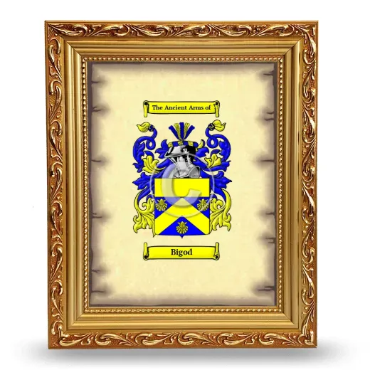 Bigod Coat of Arms Framed - Gold
