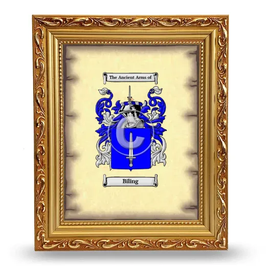 Biling Coat of Arms Framed - Gold