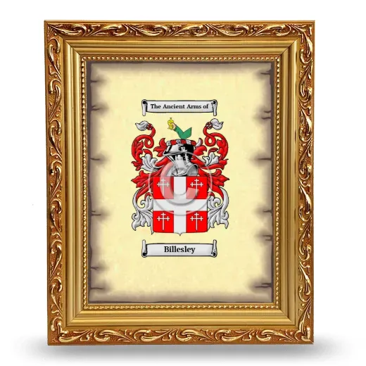 Billesley Coat of Arms Framed - Gold