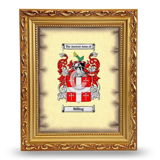 Billing Coat of Arms Framed - Gold