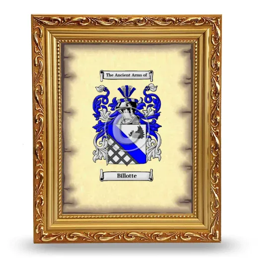 Billotte Coat of Arms Framed - Gold