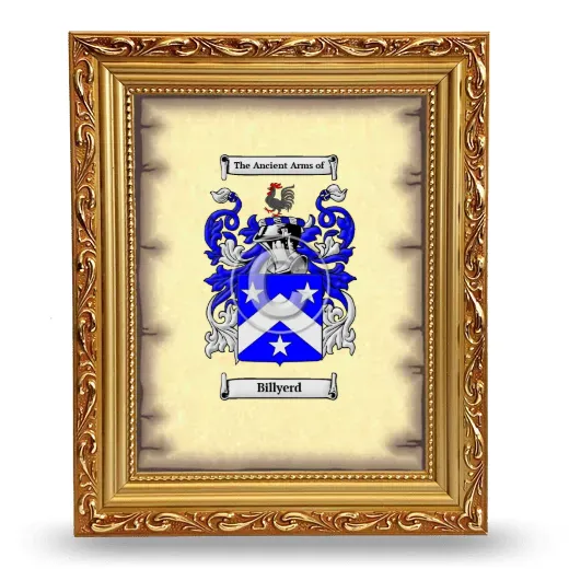 Billyerd Coat of Arms Framed - Gold