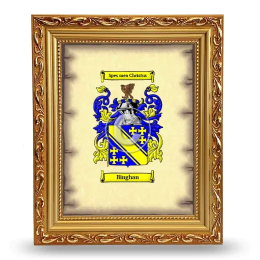 Binghan Coat of Arms Framed - Gold