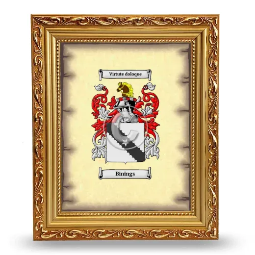 Binings Coat of Arms Framed - Gold