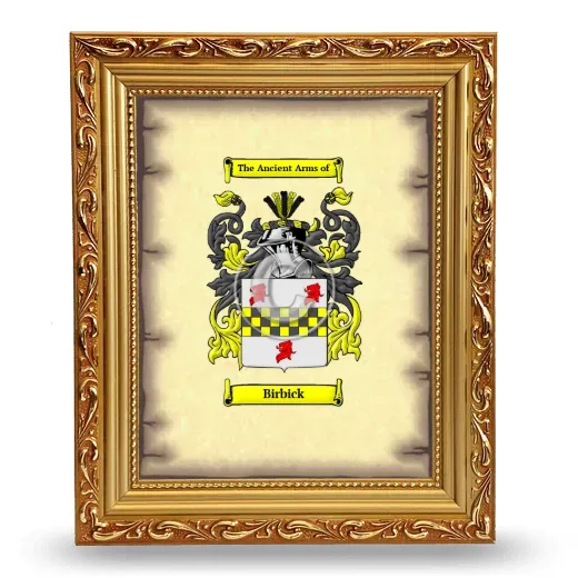 Birbick Coat of Arms Framed - Gold